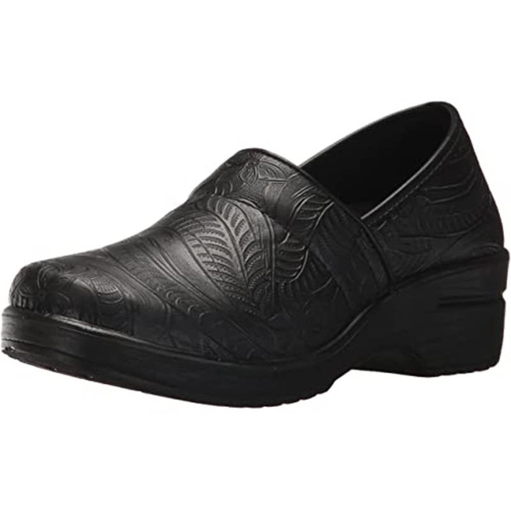 Easy Works Women's LYNDEE Health Care Professional Shoe, Black Emboss, 9